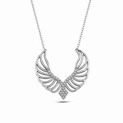 Kette mit Anhänger DKENIZ "925/- Sterling Silber Modern Design Silberkette", silber, Halsketten, Damen, 42cm + 3cm, Silber 925 (Sterlingsilber), L: 45 B: 26,5mm, glänzend, B:26,5mm