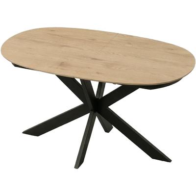 Esstisch BYLIVING "NEVADA", braun (eiche natur, eiche natur), B:140cm H:75cm T:90cm, Tische, Esstisch, Tischplatte Eiche natur, bis 100 kg, Säule (X-förmig), Mittelauszug