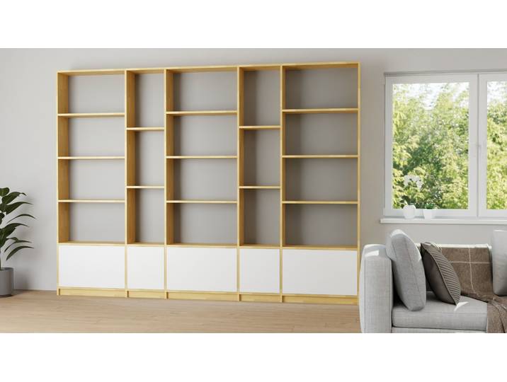 Breite Bibliothek nach Maß Buche Natur geölt