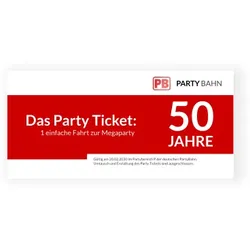 Einladungskarte 50. Geburtstag: Partybahn 50 in Weiß