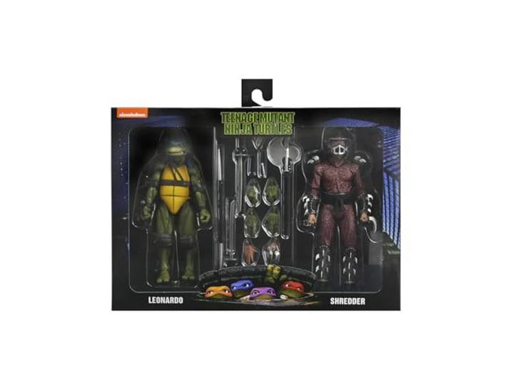 NECA Teenage Mutant Ninja Turtles Leonardo und Shredder Actionfiguren, 2er-Pack mit Zubehör, Sammelset