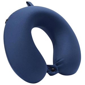 Böttcher-AG Nackenkissen Best Comfy, aus Memory-Schaum, blau, verschließbar mit einem Knopf, U-Form