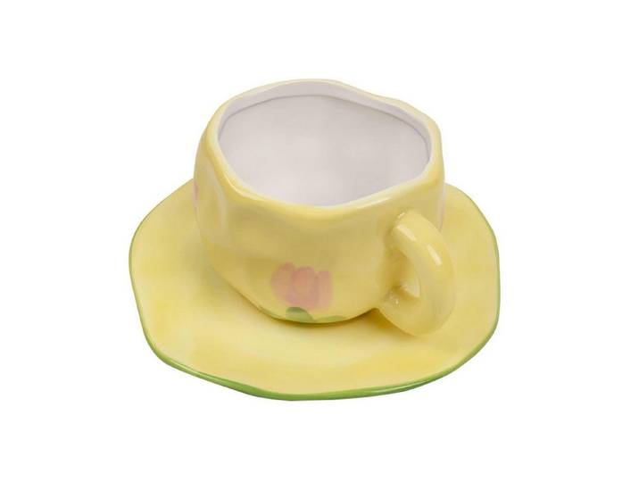 LuxusKollektion Tasse Kaffeetasse mit Untertasse Tulpe Blume 300ml, Keramik