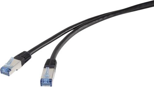 Renkforce RF-4673684 RJ45 Patchkabel CAT 6a S/FTP 3.00m Schwarz UV-Beständig 1St.
