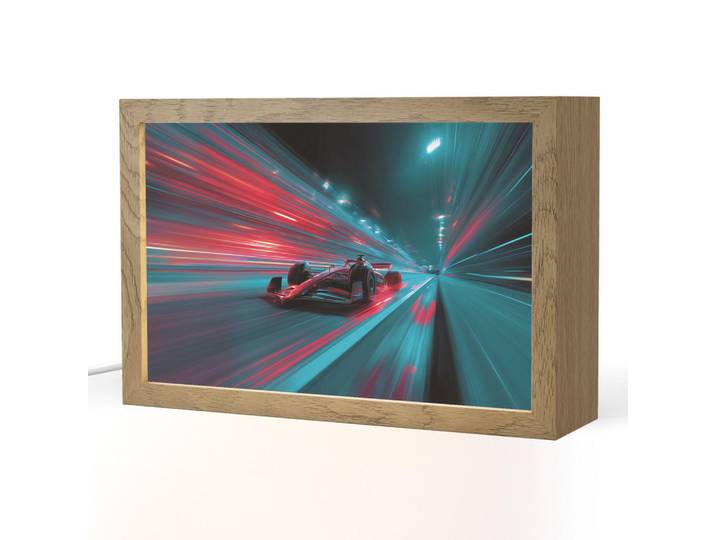 OnlyWow Nachttischlampe - Rennwagen - Rot - Geschwindigkeit - 30x20 cm, Türkis, Holzwerkstoff, Rechteckig, LED integriert, 30x20x8 cm, Lampen & Leuchten, Innenbeleuchtung, Nachtlicht