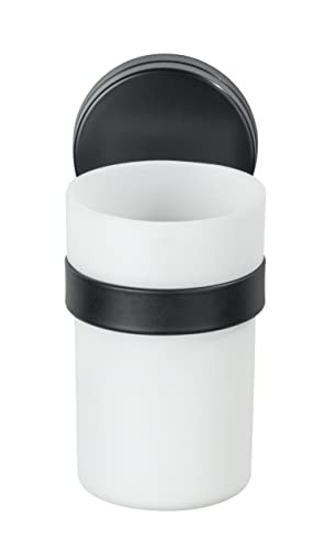 WENKO Static-Loc® Plus Pavia tandenborstelhouder met beker, zwart, B/D/H: 12 x 6 x 9 cm