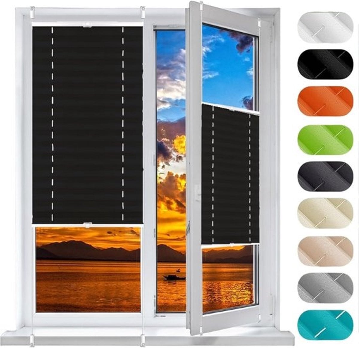 Zwart Plisségordijn als Rolgordijnjaloezie voor Raamdecoratie - 76 x 130 cm