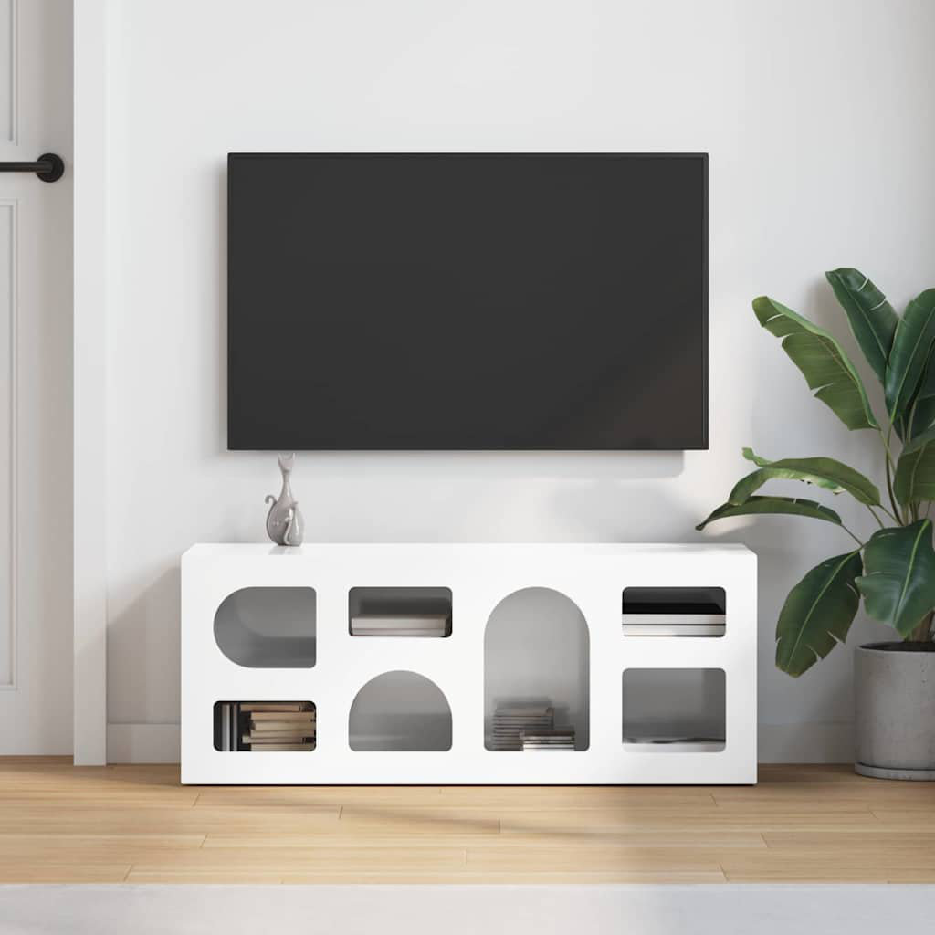 Metro TV Stand High Gloss White 40cm H x 100cm L x 35cm W
