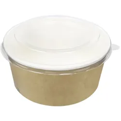 Greenuso MONOUSO - Suppenbecher To Go Kraft Mit Deckel PP 750ml Ø15cm (50 Stück)