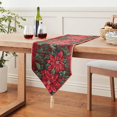 Violet Linen Decorative Christmas Tapestry Table Runner