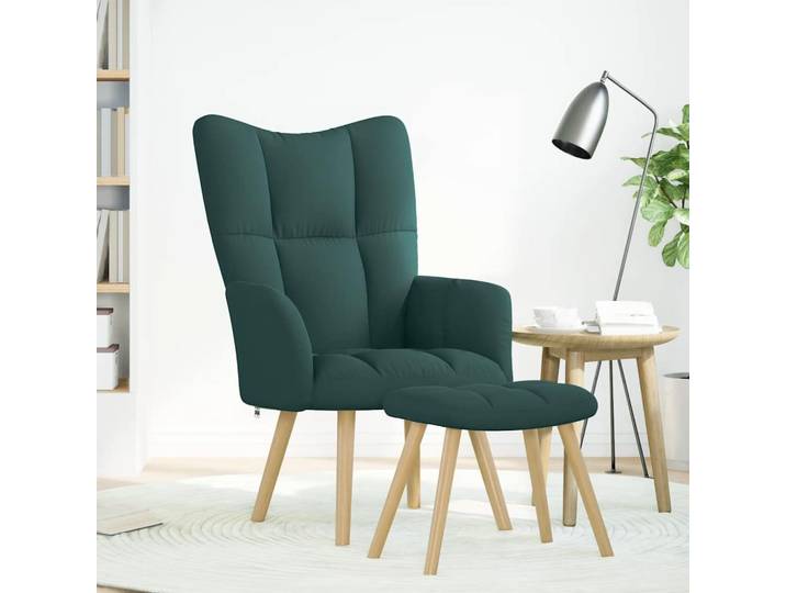 vidaXL Relaxsessel mit Hocker Dunkelgrün Stoff