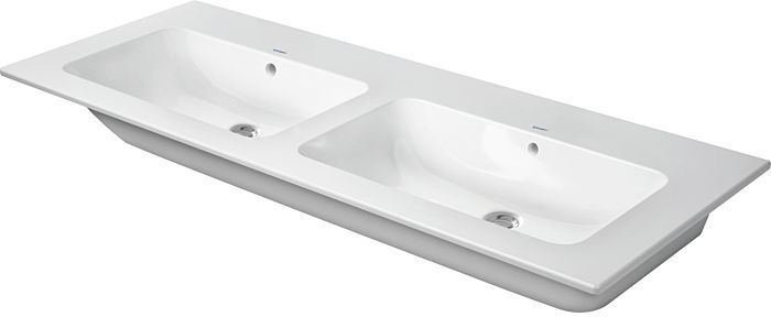 Duravit Me by Starck Möbel-Doppelwaschtisch 2336133260 130x49cm, ohne Hahnloch, mit Überlauf, Hahnlochbank, weiß seidenmatt