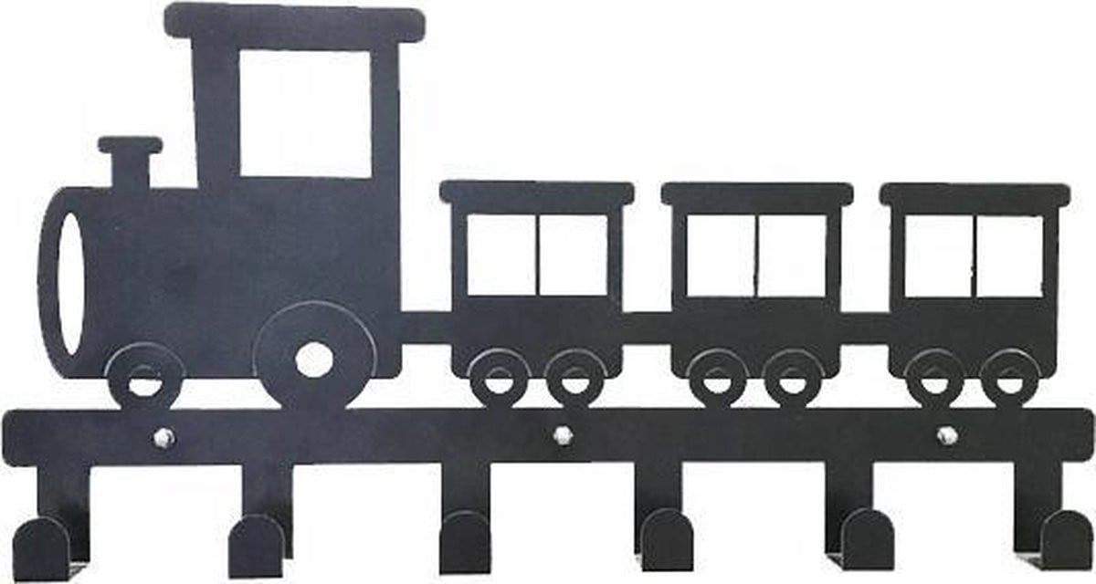 Kidswall Kinderkapstok Trein met 6 haken - Zwart