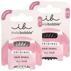 2 Stück invisibobble Haargummis Set (1 x schwarz + 1 x transparent)