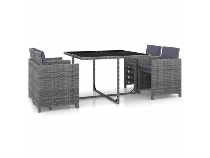 Salon de jardin encastrable 5 pcs et coussins Rotin Gris 43901