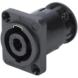 NEUTRIK® speakON®, 4-pol , Kunststoff-, Schraubkontakt mit Drahtschutz-Einbaustecker, versilberte(r) Kontakt(e), Type D, schwarz