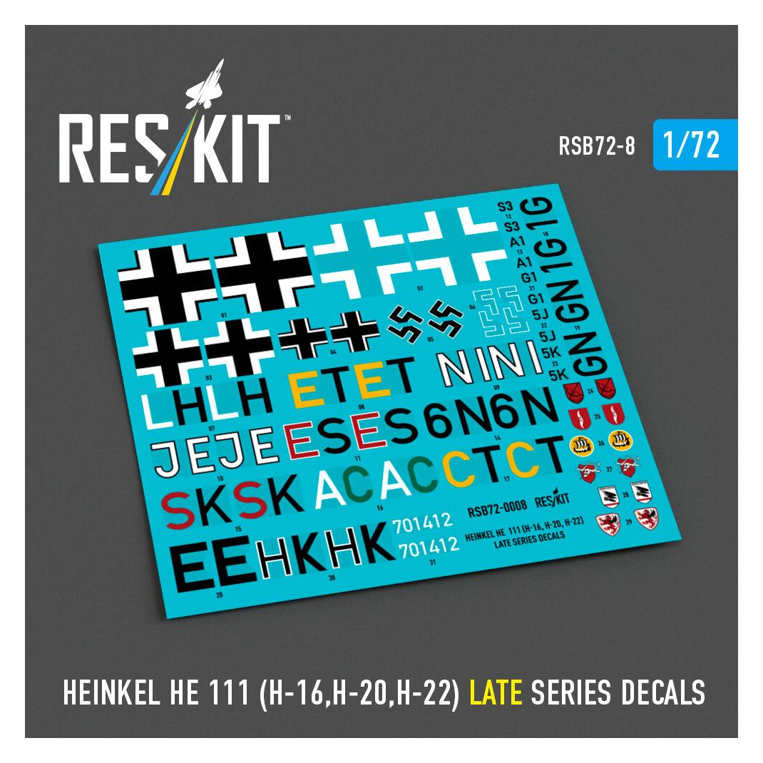 ResKit Heinkel He 111 (H-16,H-20,H-22) late series (Decals) (RSB72-0008)