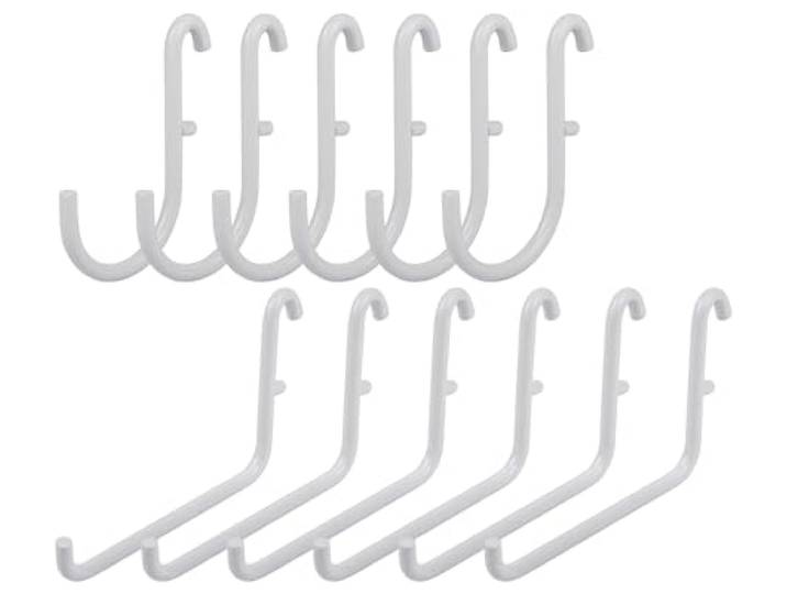 coiyie Pegboard Haken Compatibel met IKEA Skadis Pegboard 12 Pack Accessoires (inclusief L Stijl x 6 en J Stijl x 6 Haken) (Wit)