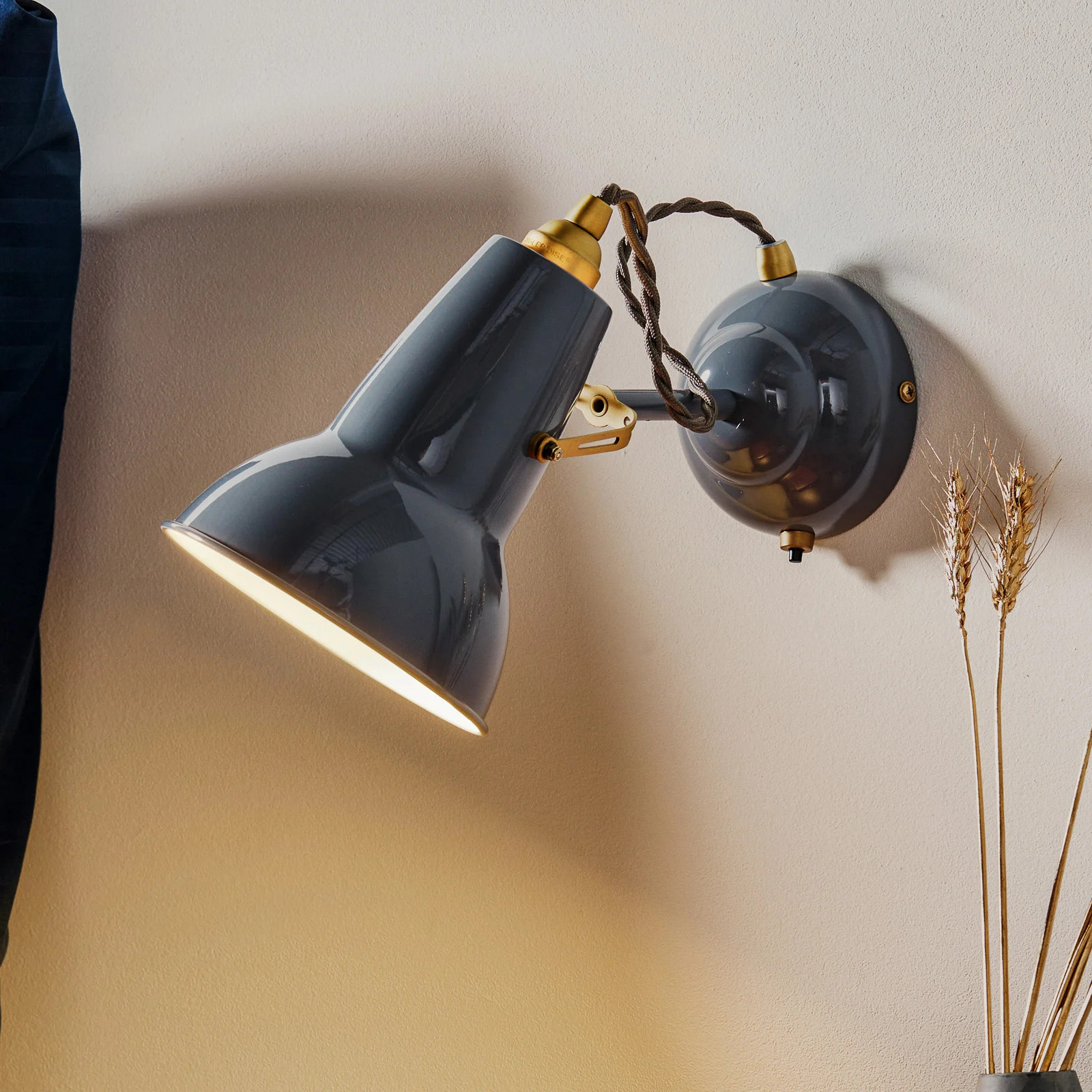Anglepoise Original 1227 messing wandlamp Elephant Grey