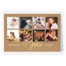 Geburtstagskarten Einladungen in Braun im Design "Meine Erinnerungen 50" - Musterkarte