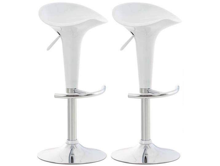 TPFLiving 2er Set Barhocker Saturn Gestell Metall in Chromoptik Kunststoff - Weiß