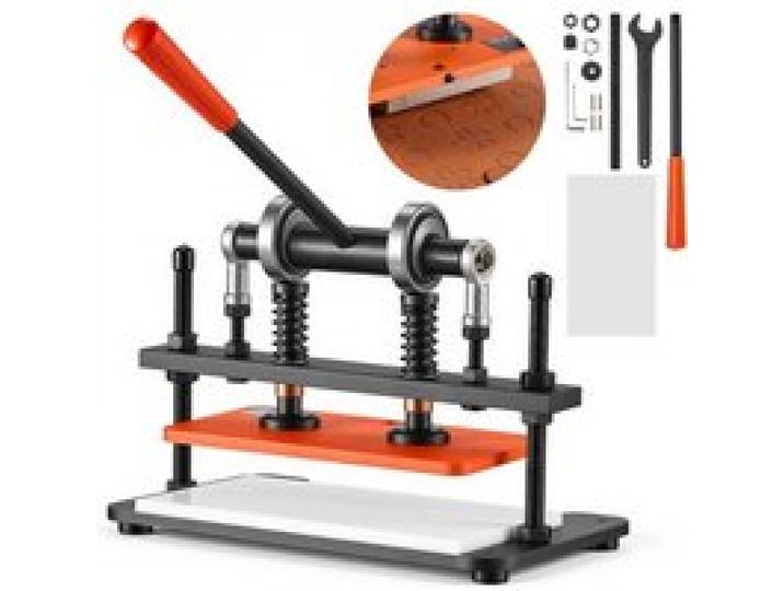 VEVOR Leder Stanzmaschine 280x140 mm Lederschneidemaschine Lochmaschine, Handpresse zum Prägen & Stanzen von Leder Stoff Papier Silikon, 1,5 t Druck, 12 mm Hub, zwei Führungswellen Stahlkonstruktion