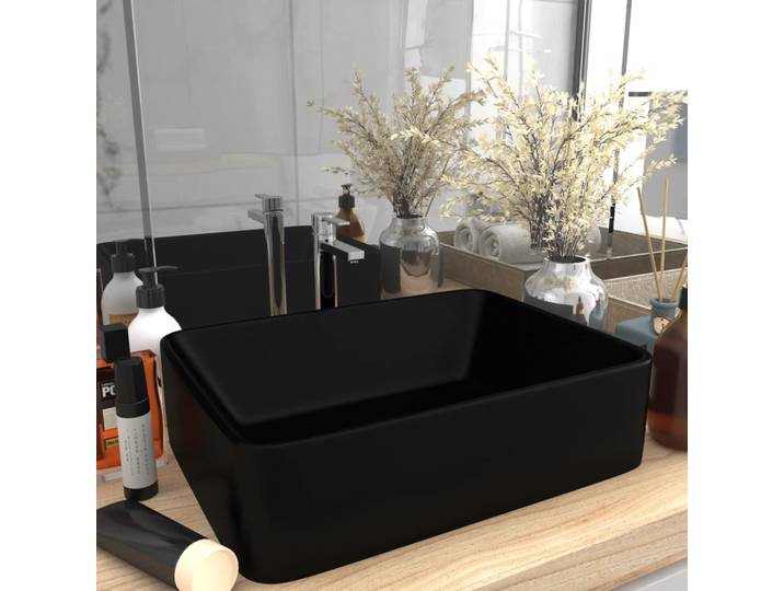 vidaXL Luxus-Waschbecken Matt Schwarz 41x30x12 cm Keramik