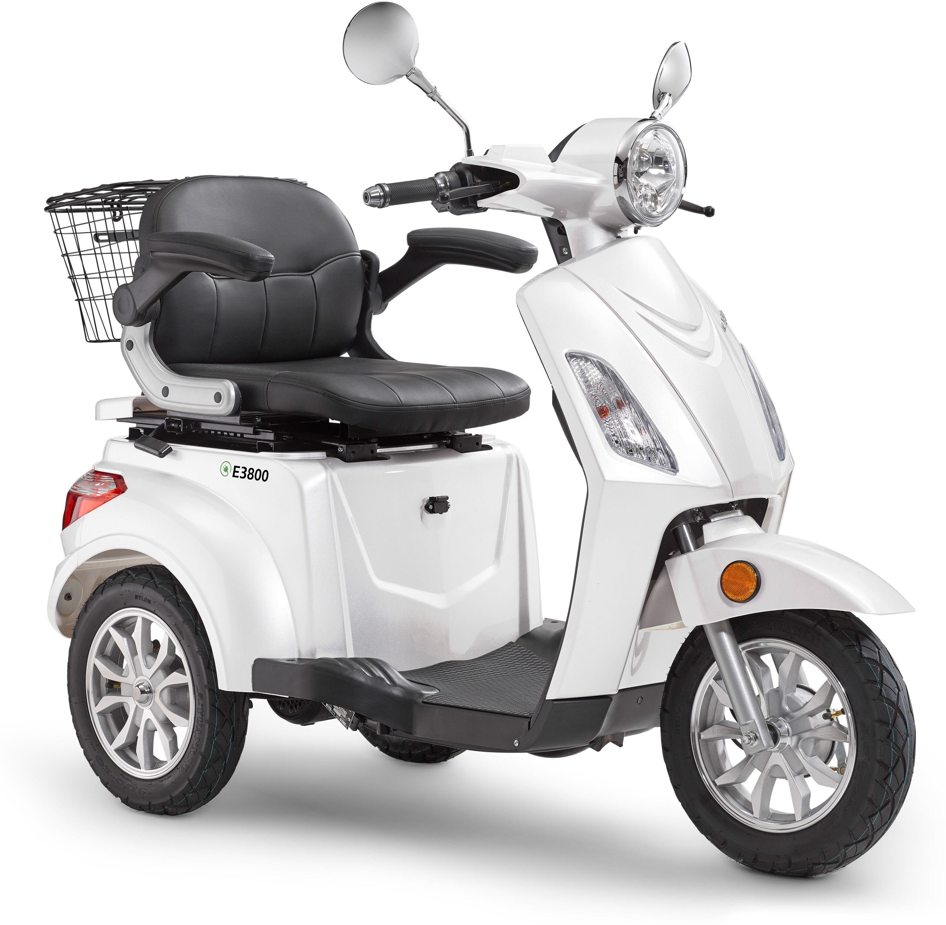 Elektromobil LUXXON "E3800", weiß, ElektromobileB:68cm H:111cm L:155cm, bis zu 65 km Reichweite, Elektro Dreirad, Seniorenmobil, B:68cm H:111cm L:155cm, Topseller