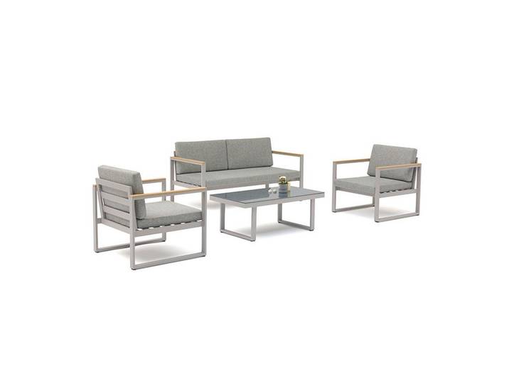 Loungegarnitur 4--Teilig. Marbella aus Metall/Glas mit Kissen