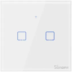 Sonoff T0EU2C-TX Smart Wall Switch, 2-Kanal Wand-Schaltaktor, weiß, ohne Rahmen, WiFi