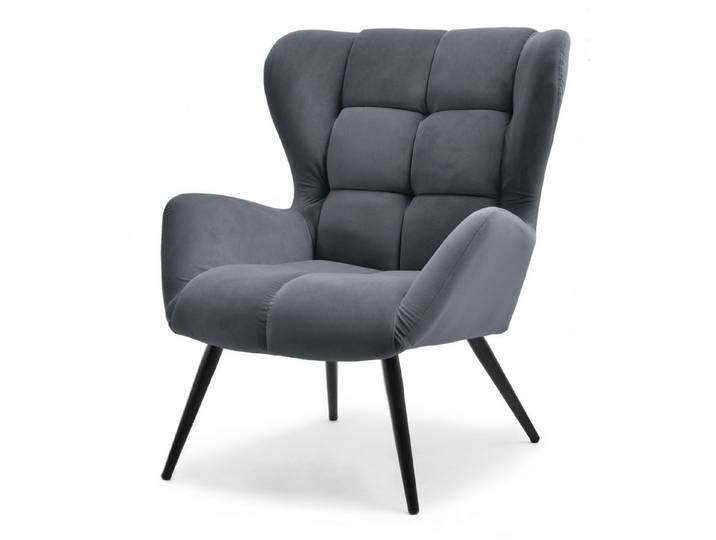 Compleo Sessel im modernen Stil mit Metallfüße, Veloursstoff NOLS