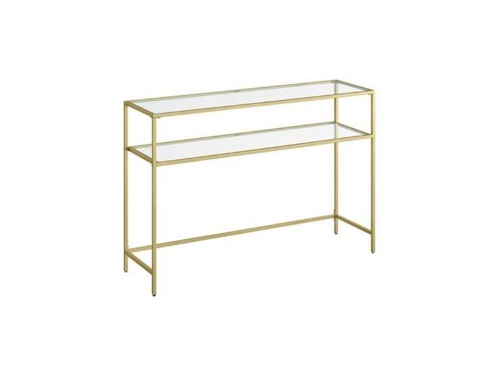 CALICOSY - Console en métal avec 2 tablettes en verre trempé L90 cm - SELIA - Doré