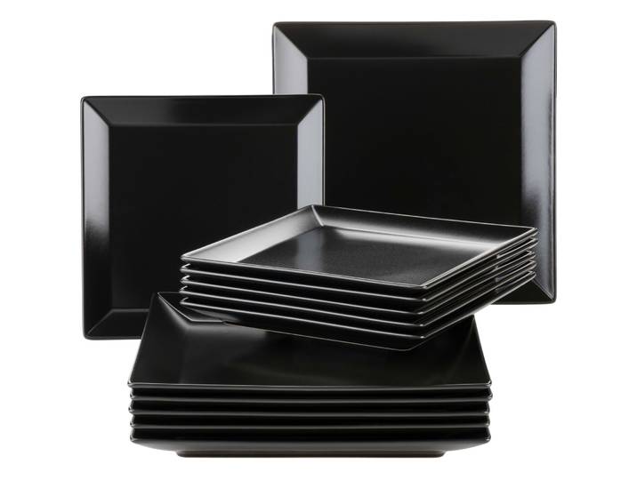 MÄSER Teller-Set Manhattan City 12tlg. - Farbe: schwarz - Material: Porzellan - 751