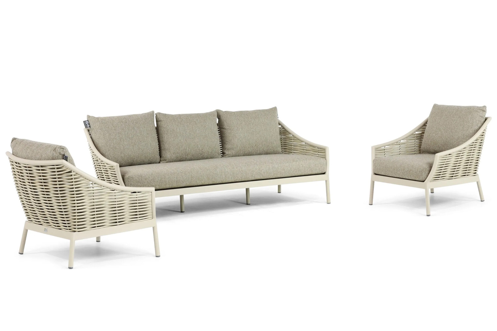 Apple Bee Milou 3-delige loungeset met aluminium frame en grijze kussens