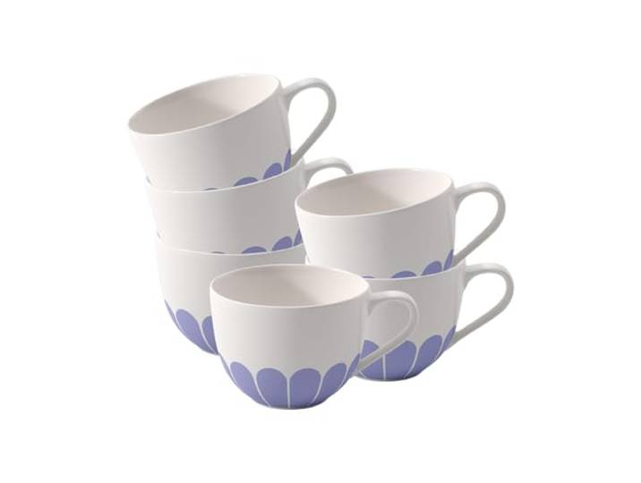Villeroy & Boch - Fleur Bleu Kaffeetassen 6er Set, 160 ml, Tasse für Kaffee oder Tee, Becher mit Blumenmuster, Capuccino Tasse, Teetasse, Premium Porzellan, Spülmaschinenfest & Mikrowellensicher, Blau
