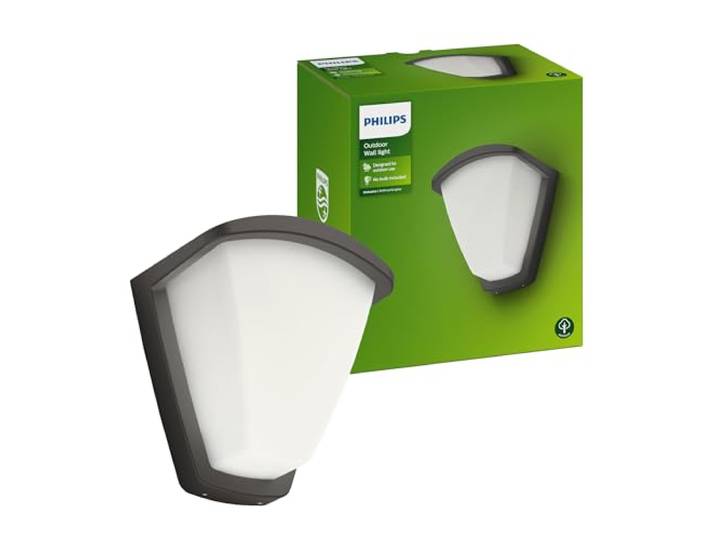 PHILIPS Kiskadee Außen-Wandleuchte, E27, Aluminium, Anthrazit Outdoor-Lampe, IP44 Wetterfest, Modernes Design, Langlebig, Leuchtmittel separat erhältlich, Anthrazitgrau