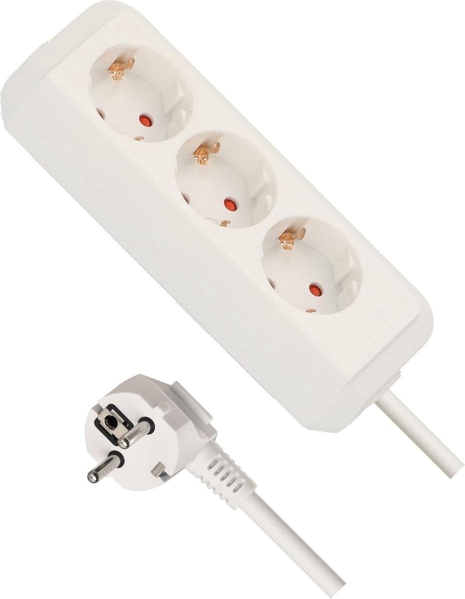 Eco-Line 3-voudige stekkerdoos met overspanningsbeveiliging, 3m, wit