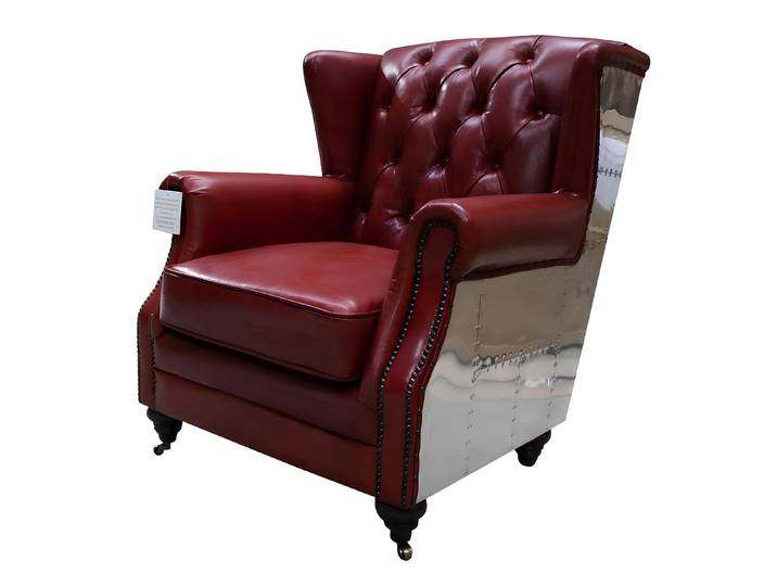 Xlmoebel Ohrensessel Vintage Chesterfield Ledersessel in Braun mit hoher Lehne (Ohrensessel), Hergestellt in Europa