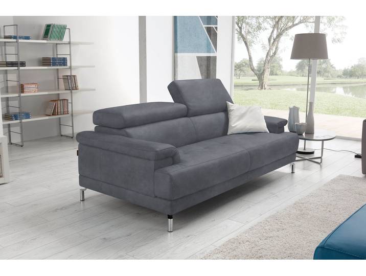 2,5-Sitzer EGOITALIANO Soul, Design und Sitzkomfort auf hohem Niveau, tolle Details , grau (charcoal), B:200cm H:76cm T:106cm, Sofas, 2 5-Sitzer, inkl. Kopfteilverstellung für noch mehr Komfort, Designfuss