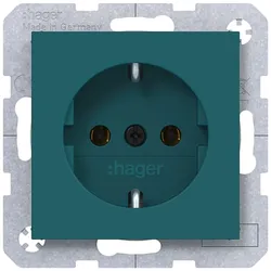 Hager WAS1300C09 Steckdose SCHUKO, Schraub-Liftklemmen, A.x/C.x, azure, matt