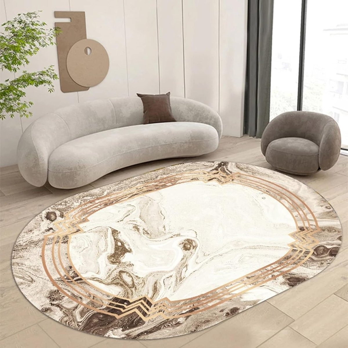 Ovaal Vloerkleed Abstract Modern Polypropyleen voor Woonkamer, Slaapkamer of Keuken