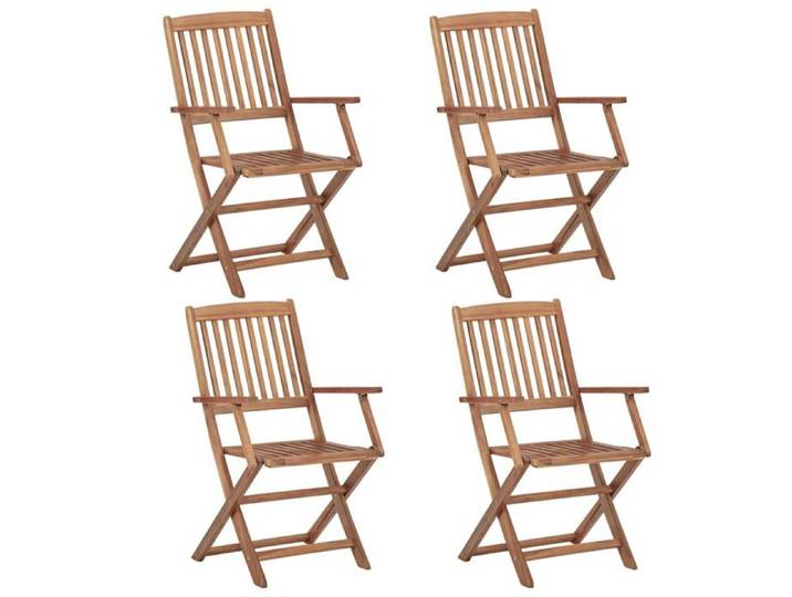 4x Bois d'Acacia Solide Chaises Pliables d'Extérieur Fauteuils de Salle à Manger de Jardin Chaises de Patio Meubles 313602