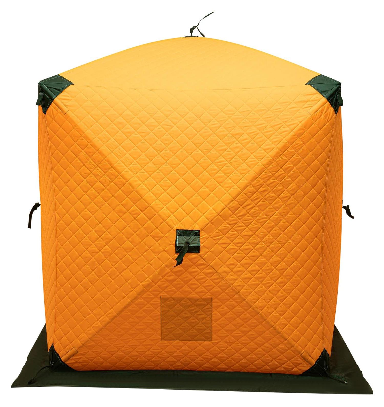 Eisangelzelt - Quadratisches Thermozelt - Größe 145×145×165 cm - Für 1-2 Personen - Gewebe 210D Oxford - Winddicht - Doppelter Reißverschluss - Orange