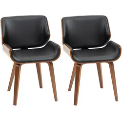 ESSSTÜHLE 2er Set Kunstleder Holz Schwarz