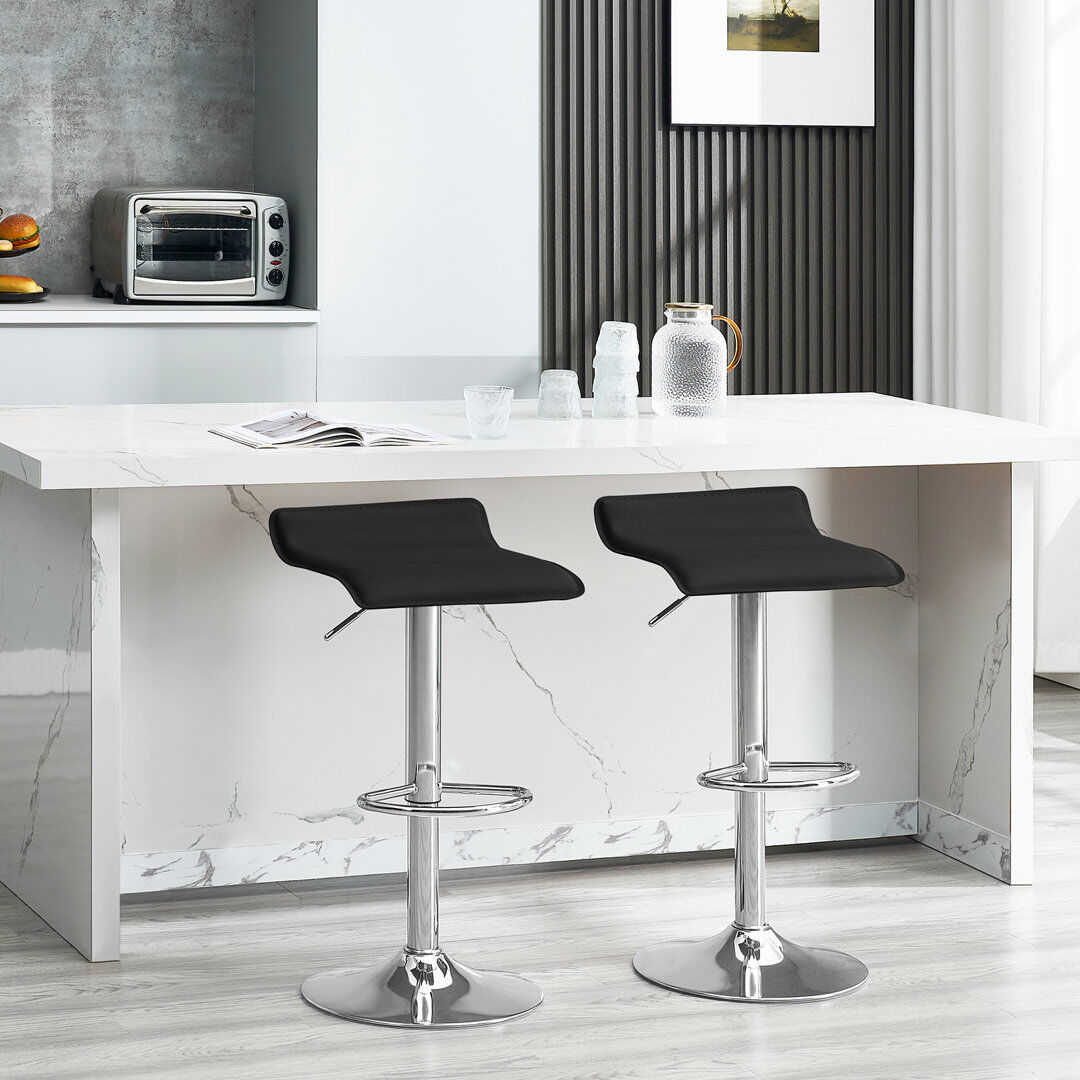 Ivy Bronx Abeni Height Adjustable Swivel Bar Stool Black 38.5cm W X 39cm D