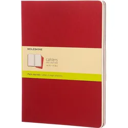 Moleskine Cahier Journals Blanko Notizbücher XL rot 3 St.