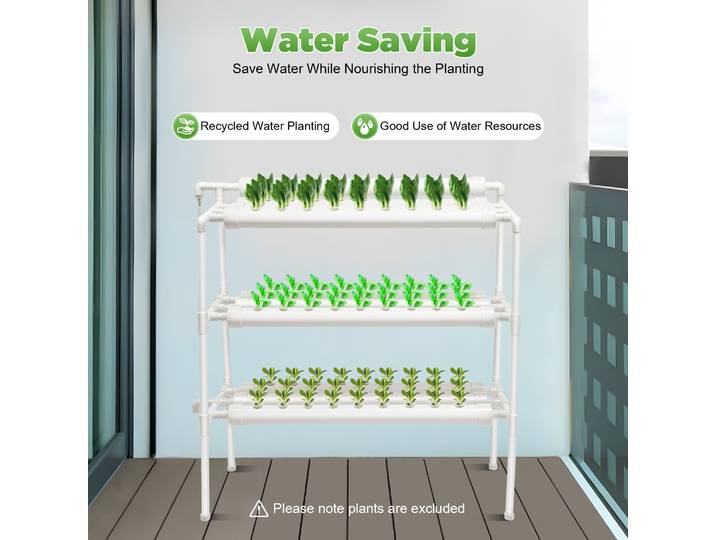 Kit de culture hydroponique à 3 couches avec 90 sites de plantes pour légumes feuilletés, sol blanc sur pied, intérieur et extérieur