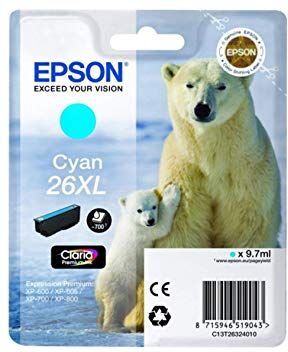 Cartucho de tinta cian 26XL (700 páginas) - EPSON