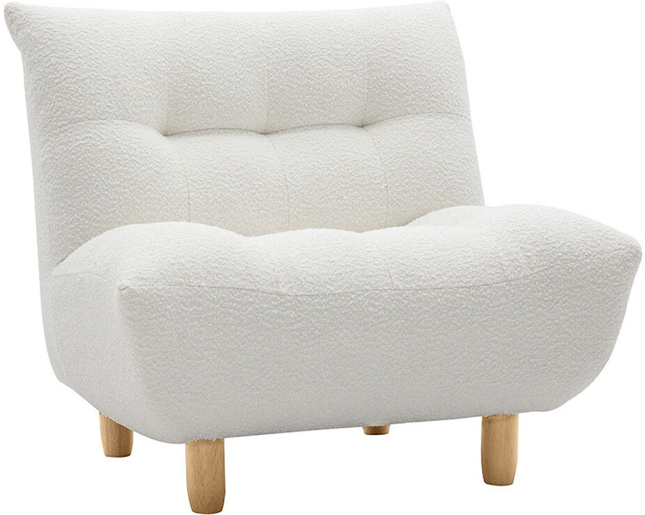 Miliboo Skandinavischer Sessel aus weißem Stoff mit Bouclé-Wolleffekt und hellem Holz YUMI