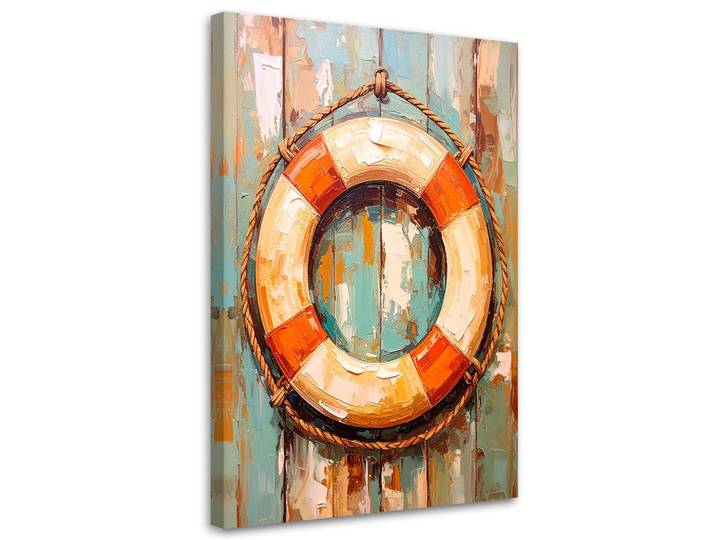 Feeby Leinwandbild See Rettungsring 60x90cm, Beige, Abstrakt, Rechteckig, 60x90 cm, Bilder & Rahmen, Bilder, Leinwandbilder